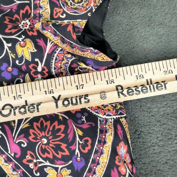 J McLaughlin Swing Dress XS Red Silk Estate Garden Wedding Guest Short Paisley - Picture 6 of 16